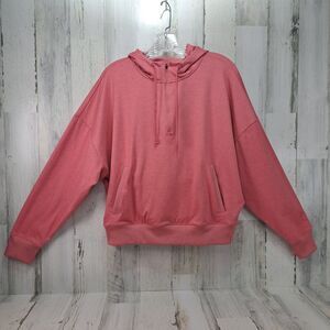 Gap Gapfit Tech 1/2 Zip Hoodie Brushed Tech Jersey Pink City Sz L Athleisure Gym